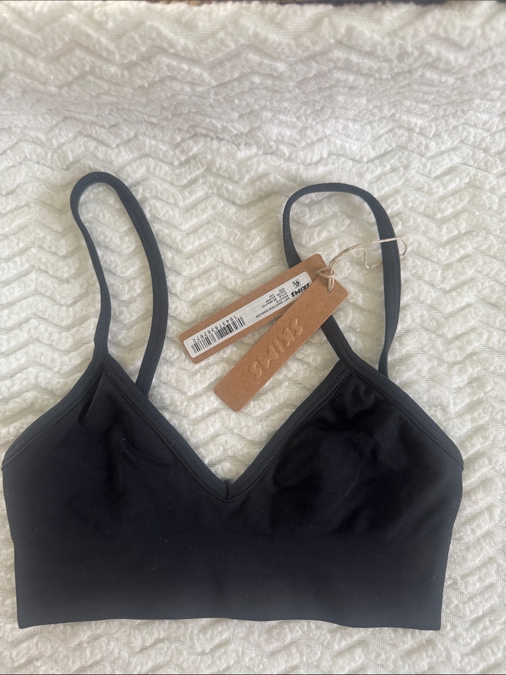 SKIMS Black V-Neck Stretch Bralette
